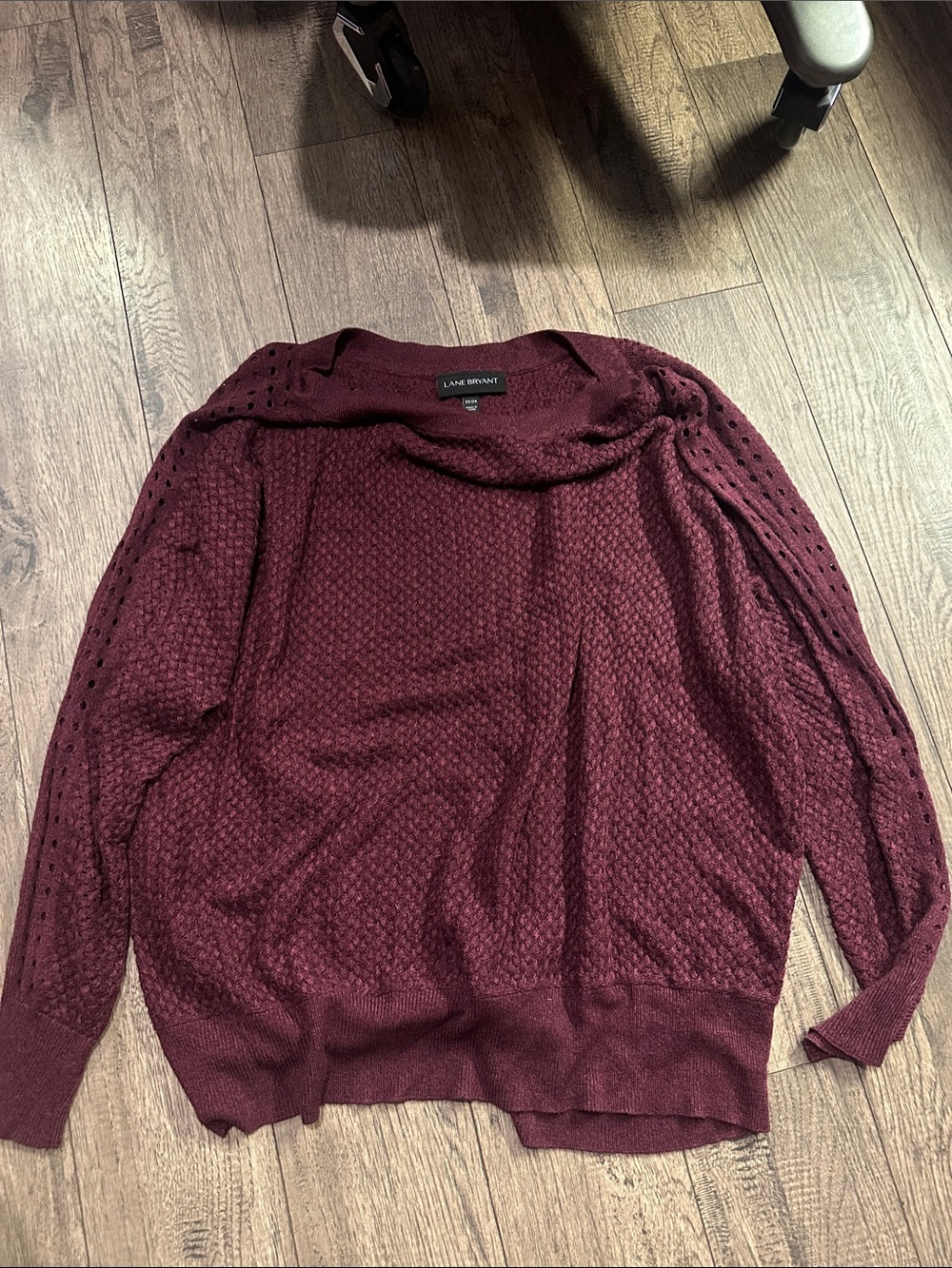 Lane Bryant Deep Burgundy Open-Knit Sweater